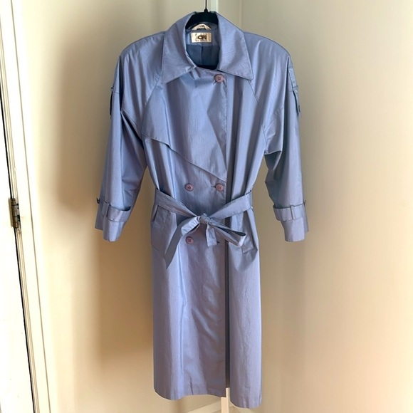 Central Park International Jackets & Blazers - Vintage CPI Central Park International Iridescent Belted Trench Coat Size 10P